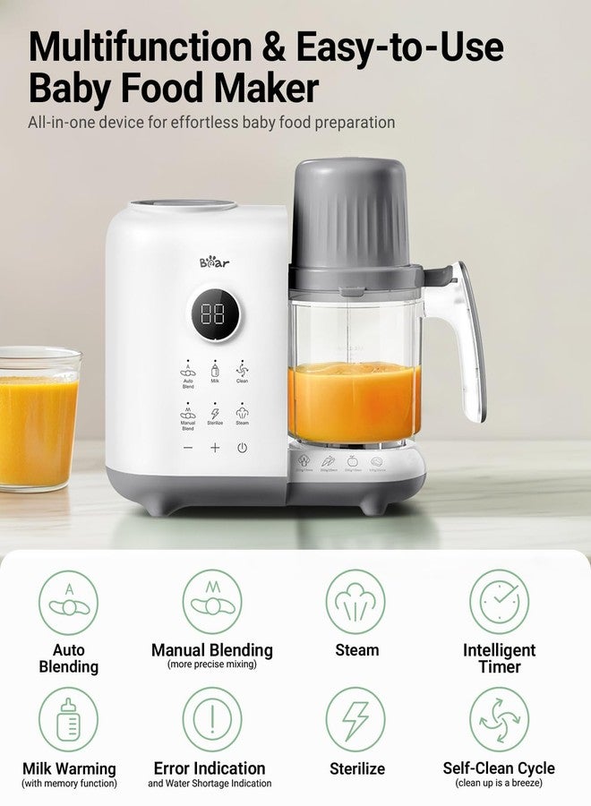 Bear Baby Food Maker with 18.5oz Dual-Layer Steam Baskets, OneStep Baby Food Processor Steamer Puree Blender Grinder Mills, Auto Cooking Grinding&Sterili-zing for Healthy Homemade Baby Food, BPA-Free - Image 2